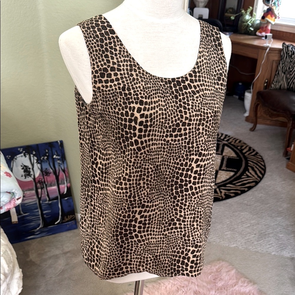 Reversible silk Leopard and Tiger Print Sleeveless Top